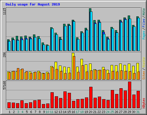 Daily usage for August 2019