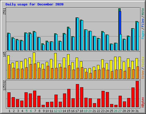 Daily usage for December 2020