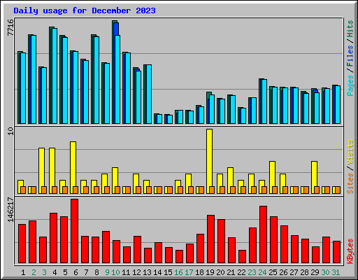 Daily usage for December 2023