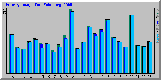 Hourly usage for February 2009