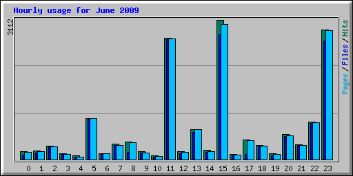 Hourly usage for June 2009