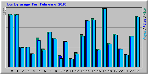 Hourly usage for February 2010