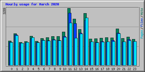 Hourly usage for March 2020