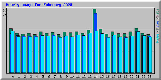 Hourly usage for February 2023